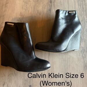 Calvin Klein Women's Black Wedge Ankle Boots